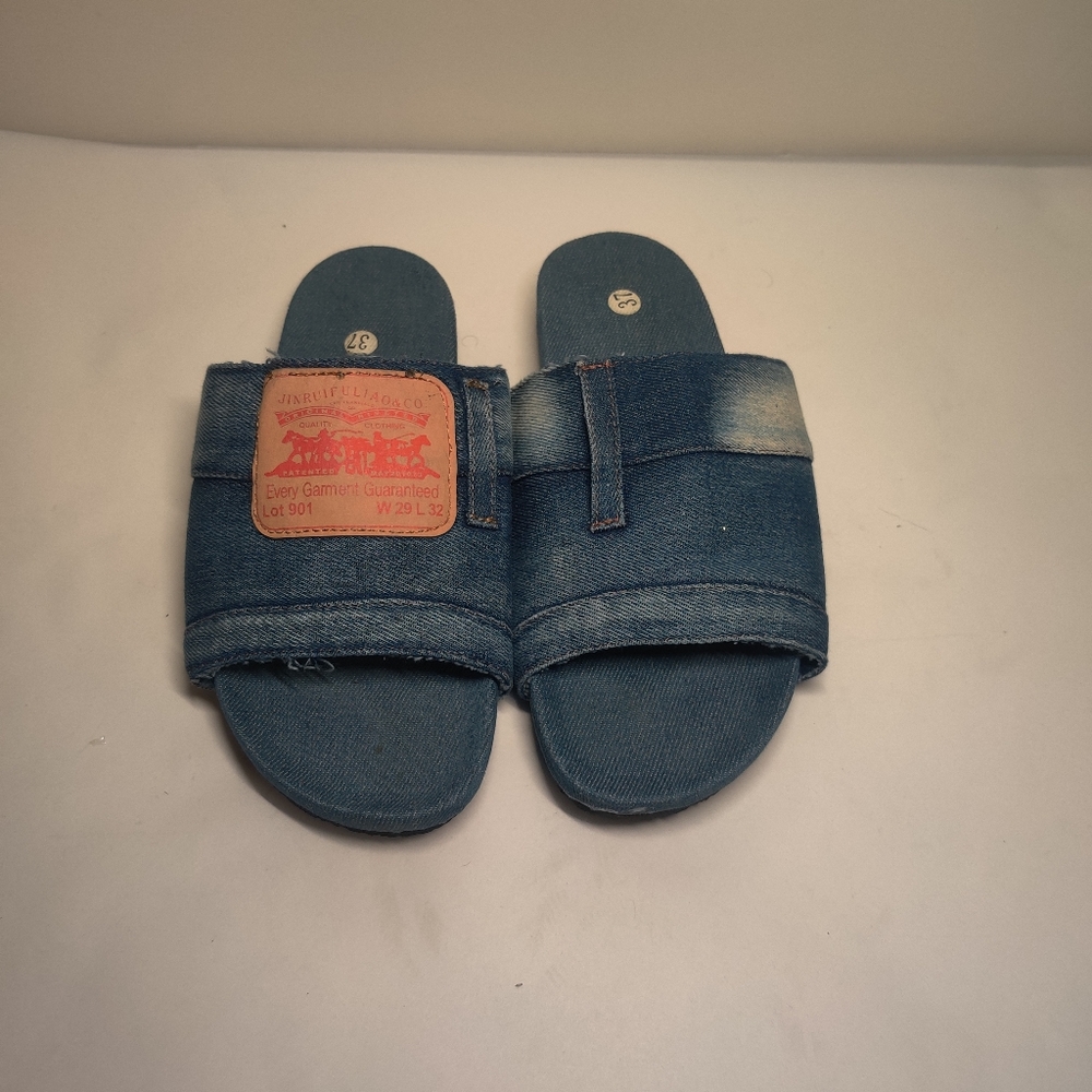 Free by request Women’s Blue Jean Denim Sandals Slides Size 6.5